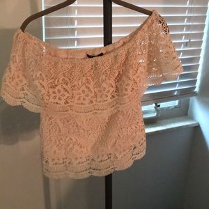 Lace cream crop top